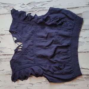 Women's Aerie Blue Eyelet Top Size XL